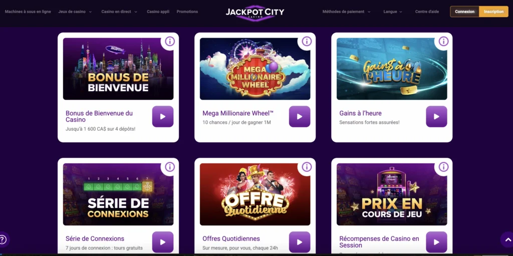 jackpotcity bonuses